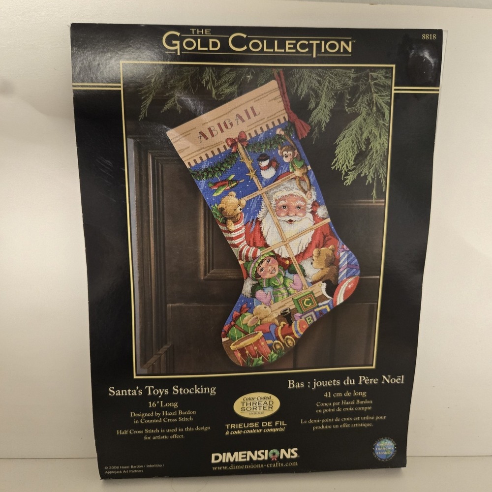 Vintage Dimensions Gold Collection Santa's Toys Stocking Cross Stitch Kit #8818